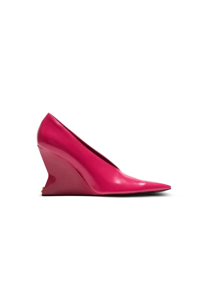 Shiny lambskin Wedge pumps