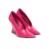 Shiny lambskin Wedge pumps