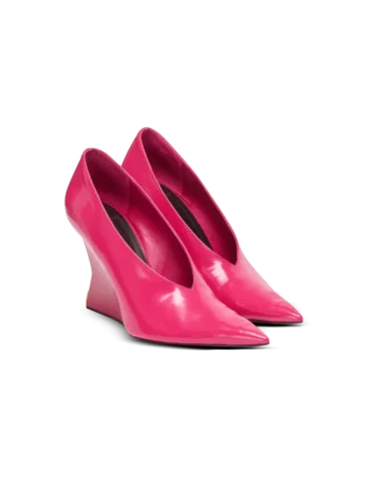 Shiny lambskin Wedge pumps