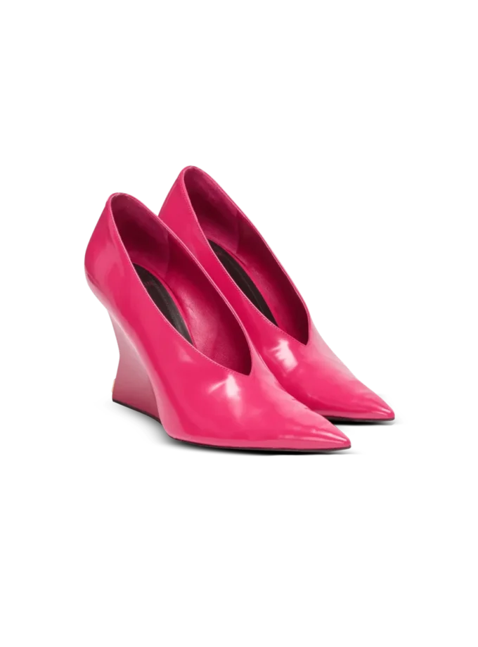 Shiny lambskin Wedge pumps