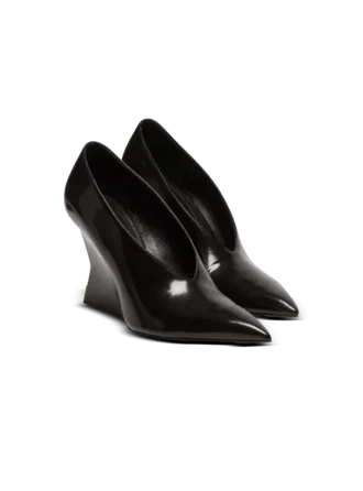 Shiny lambskin Wedge pumps
