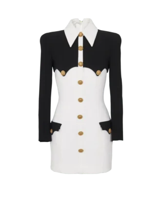 Short buttoned crepe dress