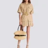 Short cotton gabardine lace-up dress Short cotton gabardine lace-up dress