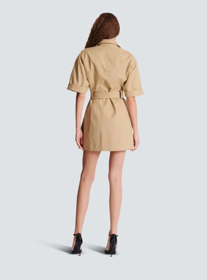 Short cotton gabardine lace-up dress Short cotton gabardine lace-up dress