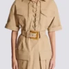 Short cotton gabardine lace-up dress Short cotton gabardine lace-up dress
