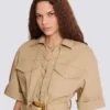 Short cotton gabardine lace-up dress Short cotton gabardine lace-up dress