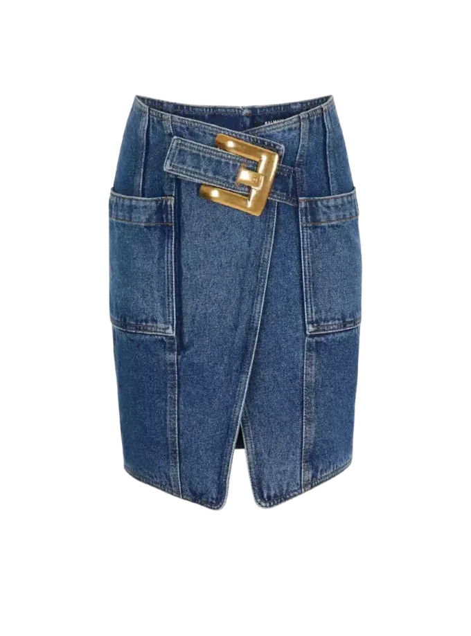 Short denim skirt with belt Short denim skirt with belt