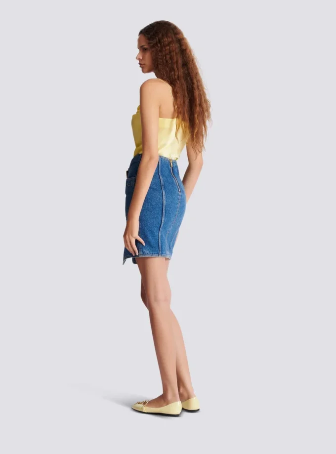 Short denim skirt with belt Short denim skirt with belt