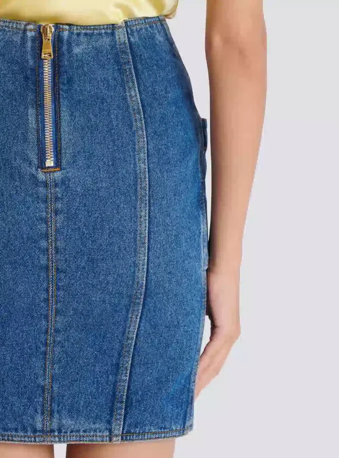 Short denim skirt with belt Short denim skirt with belt