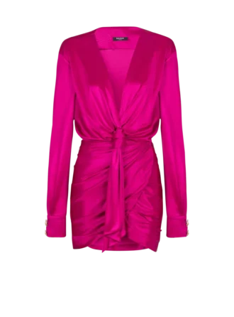 Short draped interlock jersey dress