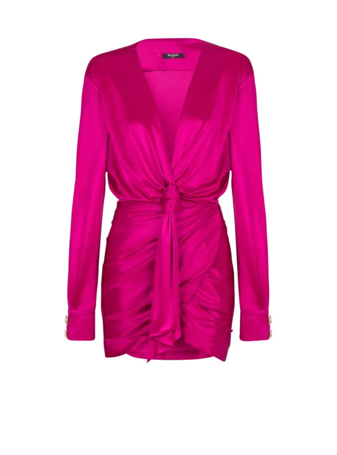 Short draped interlock jersey dress Short draped interlock jersey dress