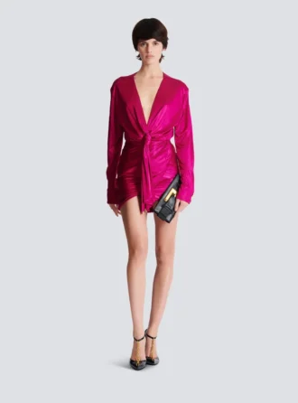 Short draped interlock jersey dress