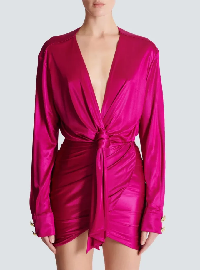 Short draped interlock jersey dress Short draped interlock jersey dress