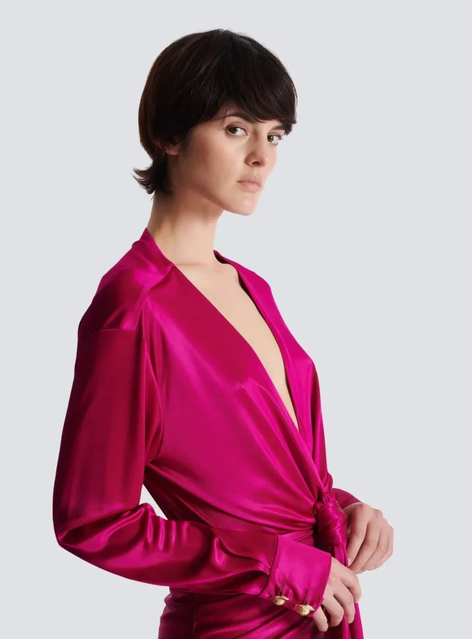 Short draped interlock jersey dress Short draped interlock jersey dress