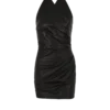 Short draped leather halterneck dress Short draped leather halterneck dress