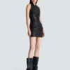 Short draped leather halterneck dress Short draped leather halterneck dress