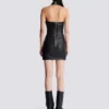 Short draped leather halterneck dress Short draped leather halterneck dress