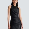 Short draped leather halterneck dress Short draped leather halterneck dress