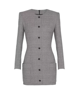 Short dress in Prince of Wales jacquard