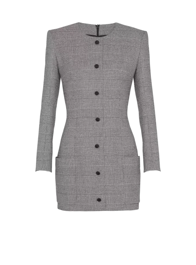 Short dress in Prince of Wales jacquard Short dress in Prince of Wales jacquard