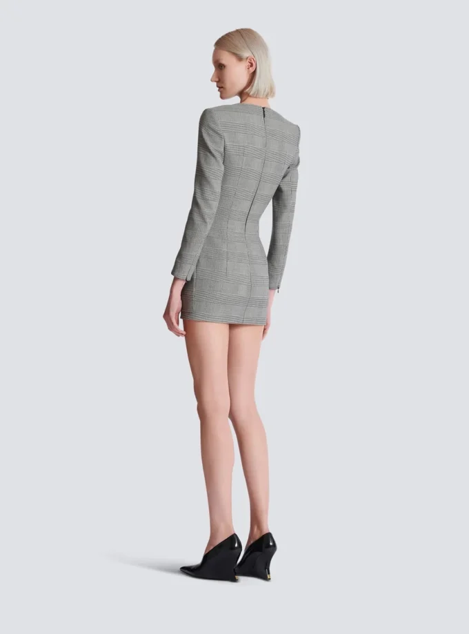 Short dress in Prince of Wales jacquard Short dress in Prince of Wales jacquard