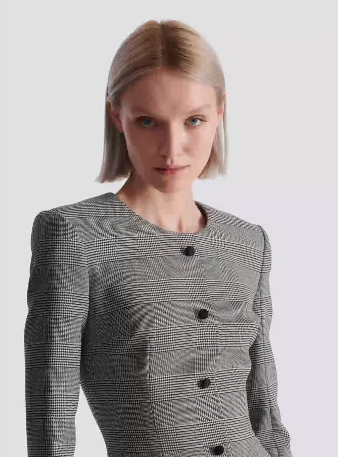 Short dress in Prince of Wales jacquard Short dress in Prince of Wales jacquard