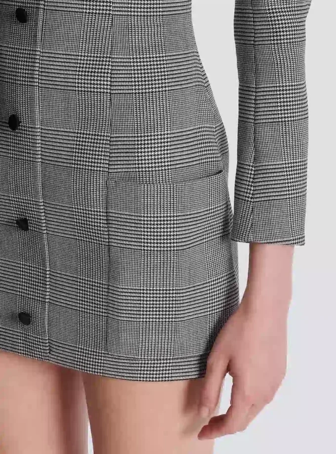 Short dress in Prince of Wales jacquard Short dress in Prince of Wales jacquard