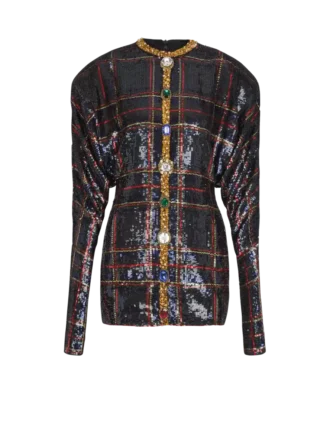 short embroidered plaid dress 1 330x446 - Short embroidered plaid dress
