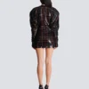 Short embroidered plaid dress