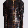 Short embroidered plaid dress