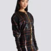 Short embroidered plaid dress