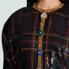 Short embroidered plaid dress