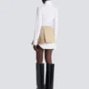 Short gabardine skirt with belt detail
