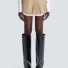 Short gabardine skirt with belt detail