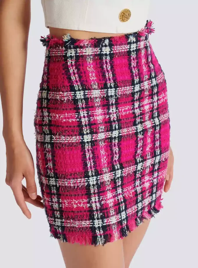 Short glitter tweed skirt