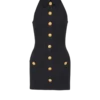 Short grain de poudre dress with buttons
