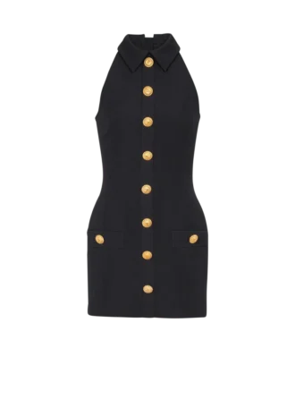 Short grain de poudre dress with buttons Short grain de poudre dress with buttons