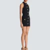 Short grain de poudre dress with buttons