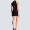 Short grain de poudre dress with buttons