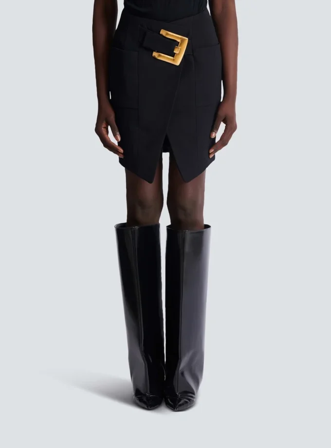 Short grain de poudre skirt with belt Short grain de poudre skirt with belt