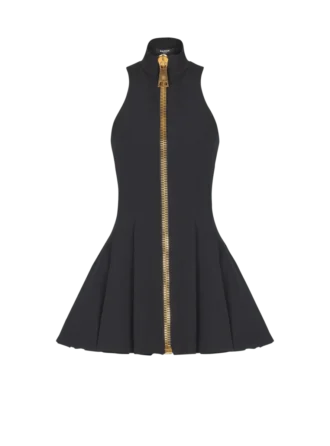 Short halterneck dress in grain de poudre wool