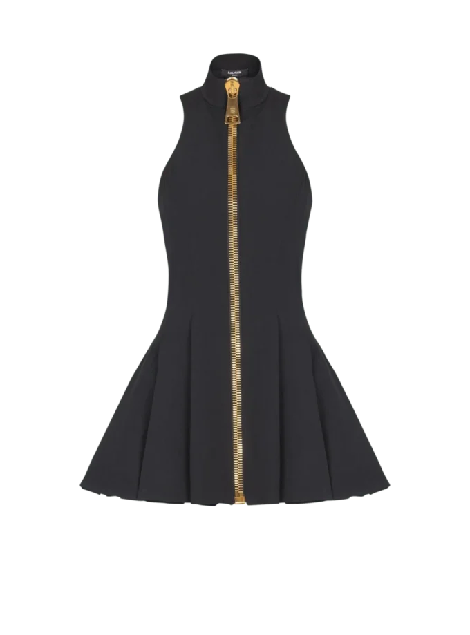 Short halterneck dress in grain de poudre wool Short halterneck dress in grain de poudre wool