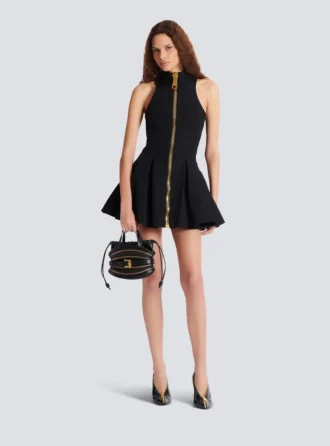 Short halterneck dress in grain de poudre wool