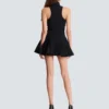 Short halterneck dress in grain de poudre wool Short halterneck dress in grain de poudre wool