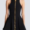 Short halterneck dress in grain de poudre wool Short halterneck dress in grain de poudre wool