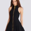 Short halterneck dress in grain de poudre wool Short halterneck dress in grain de poudre wool