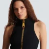 Short halterneck dress in grain de poudre wool Short halterneck dress in grain de poudre wool