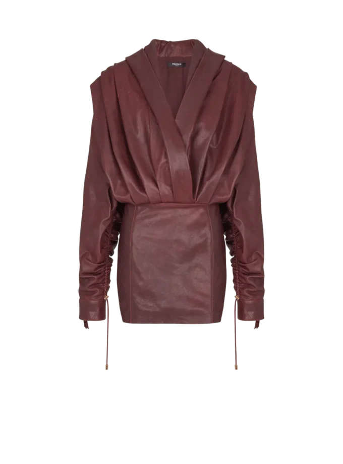 Short hooded dress in washed lambskin Short hooded dress in washed lambskin