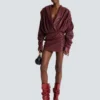 Short hooded dress in washed lambskin Short hooded dress in washed lambskin