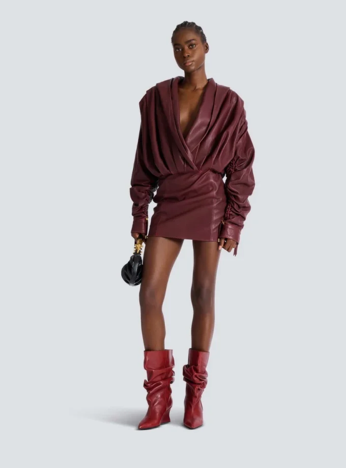 Short hooded dress in washed lambskin Short hooded dress in washed lambskin